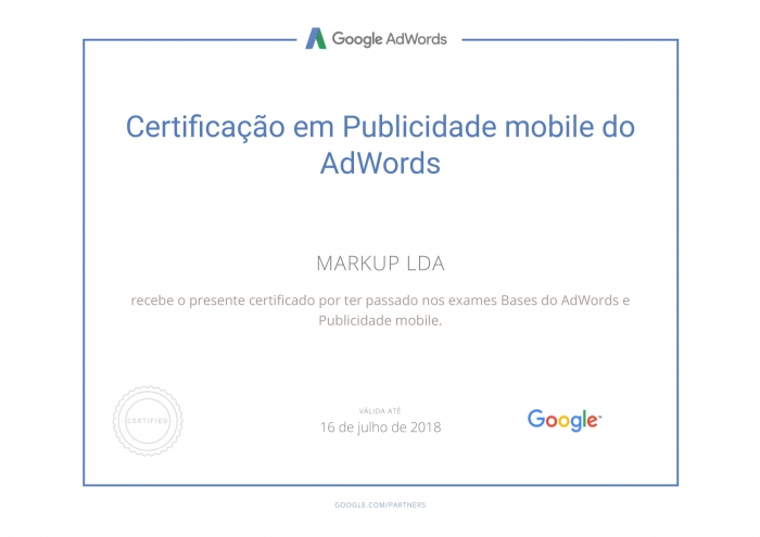 Certificado Google Adwords Mobile