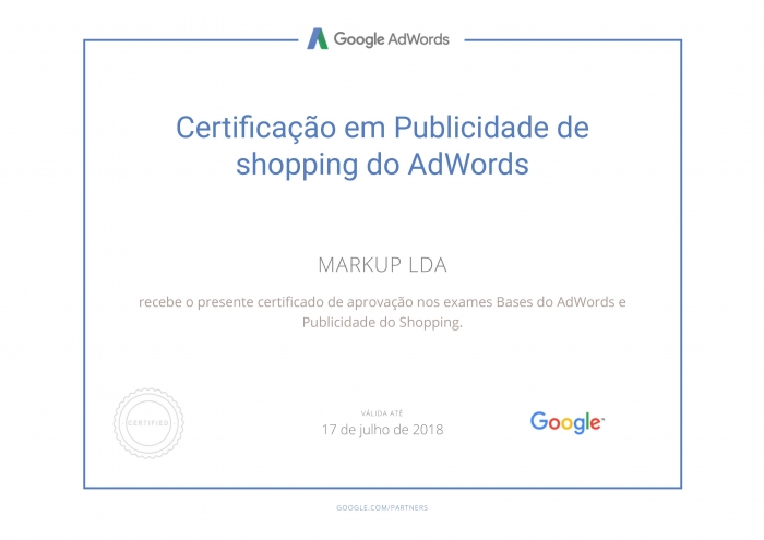 Certificado Google Adwords Shopping
